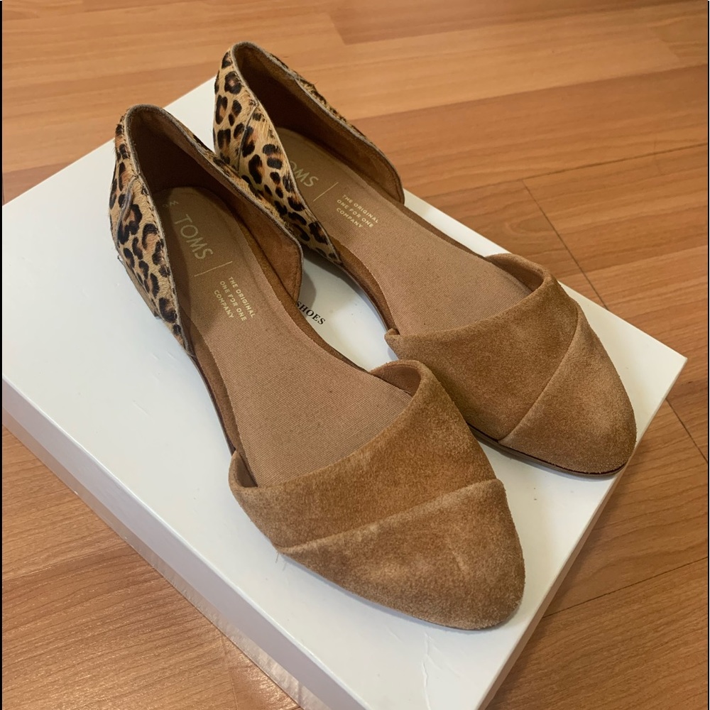 TOMS Suede & Leopard Print Julie Flats